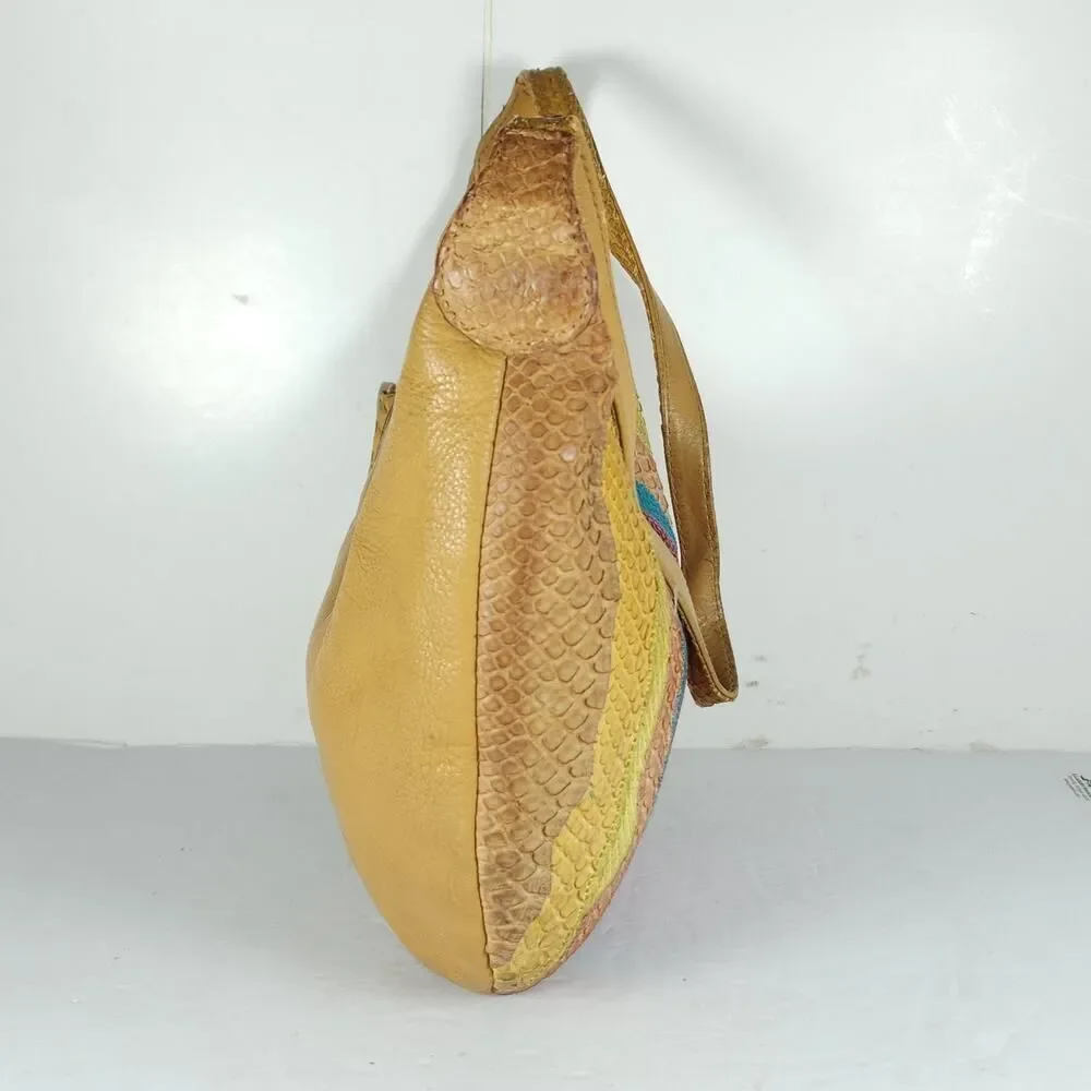 CARLOS FALCHI Fato A Mano Genuine Python Multicolor Hobo Bag Handbag